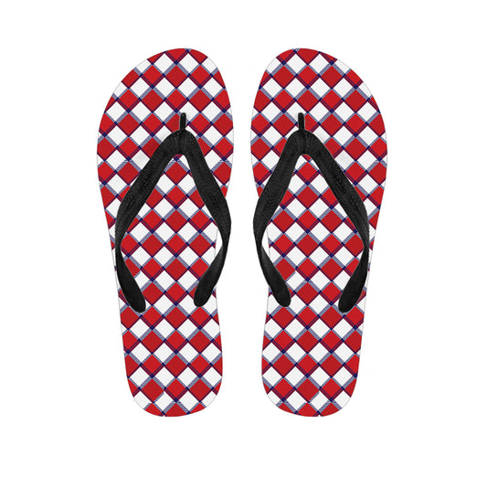 Fourth of July American Plaid Print Flip Flops