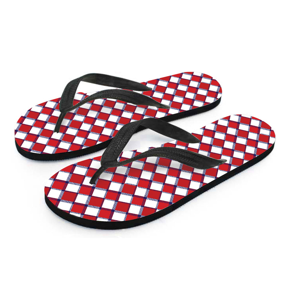 Fourth of July American Plaid Print Flip Flops