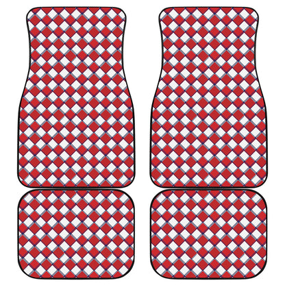 Fourth of July American Plaid Print Front and Back Car Floor Mats