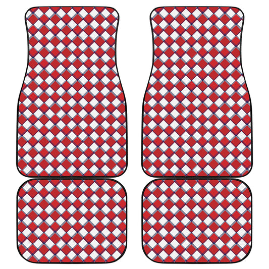 Fourth of July American Plaid Print Front and Back Car Floor Mats