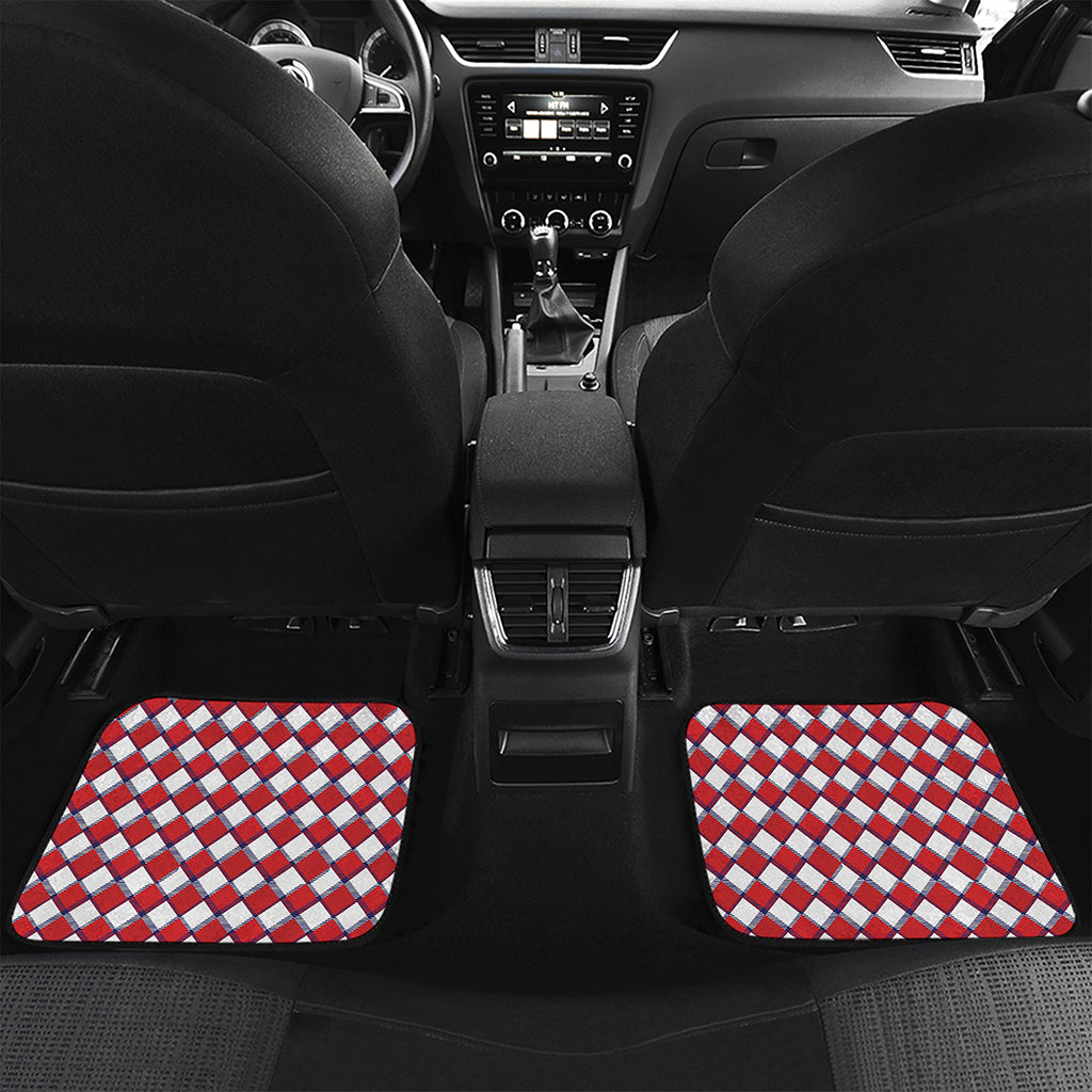Fourth of July American Plaid Print Front and Back Car Floor Mats