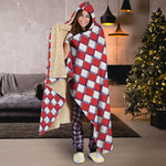 Fourth of July American Plaid Print Hooded Blanket