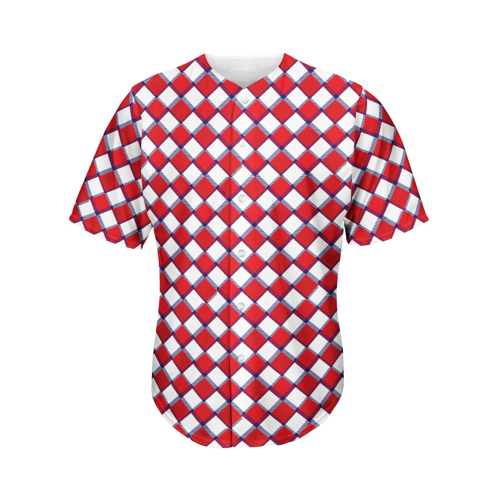 Fourth of July American Plaid Print Men's Baseball Jersey