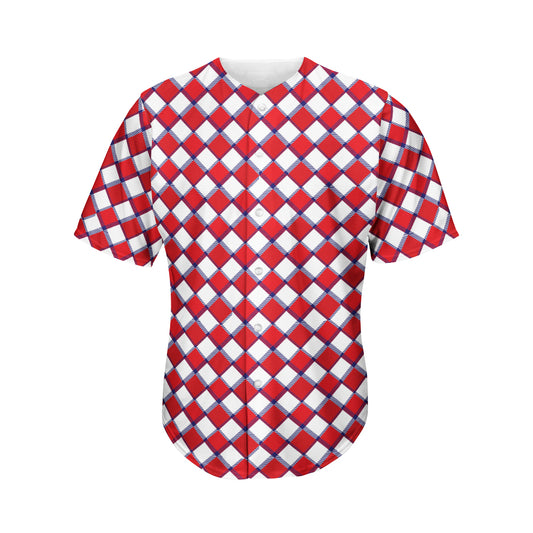 Fourth of July American Plaid Print Men's Baseball Jersey