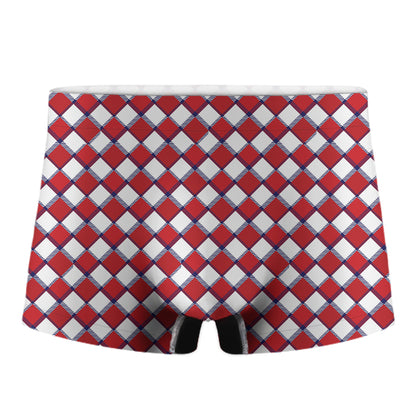 Fourth of July American Plaid Print Men's Boxer Briefs