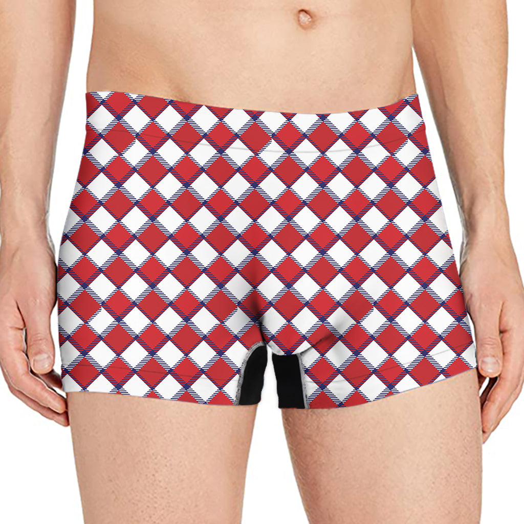 Fourth of July American Plaid Print Men's Boxer Briefs