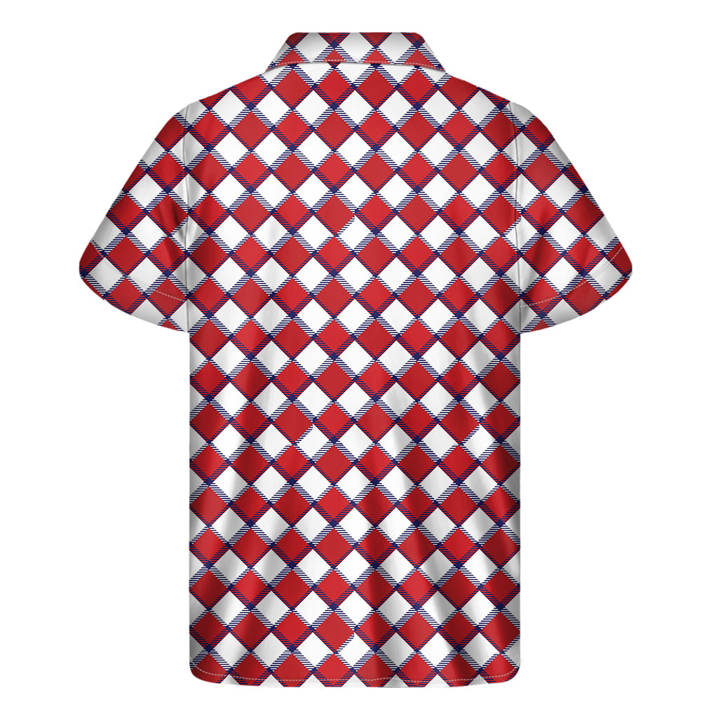 Fourth of July American Plaid Print Men's Short Sleeve Shirt