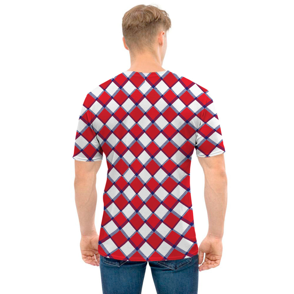 Fourth of July American Plaid Print Men's T-Shirt