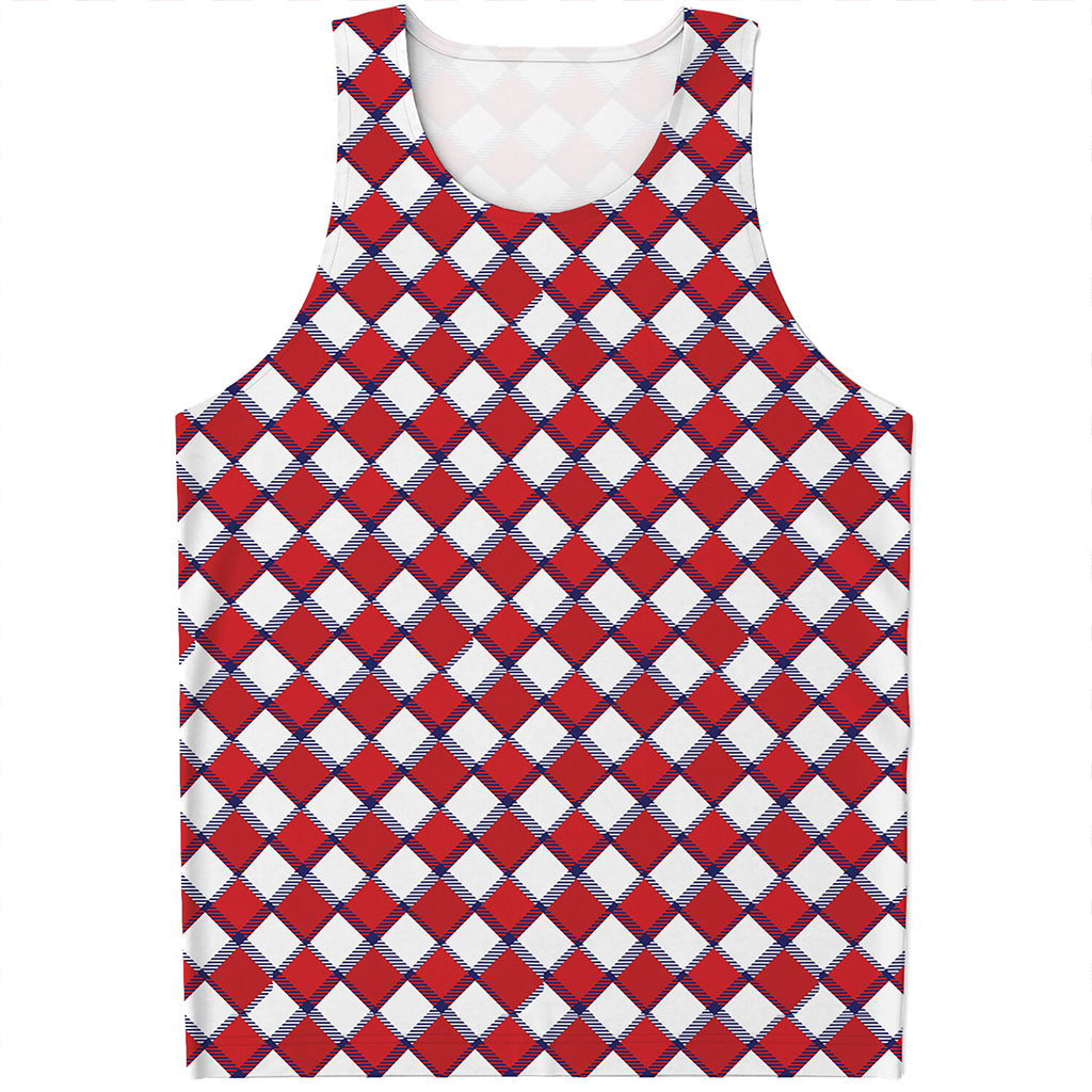 Fourth of July American Plaid Print Men's Tank Top