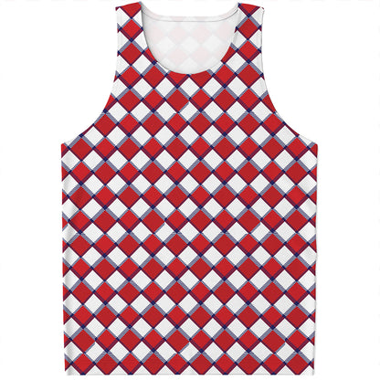 Fourth of July American Plaid Print Men's Tank Top
