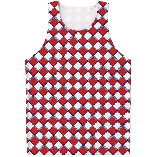 Fourth of July American Plaid Print Men's Tank Top