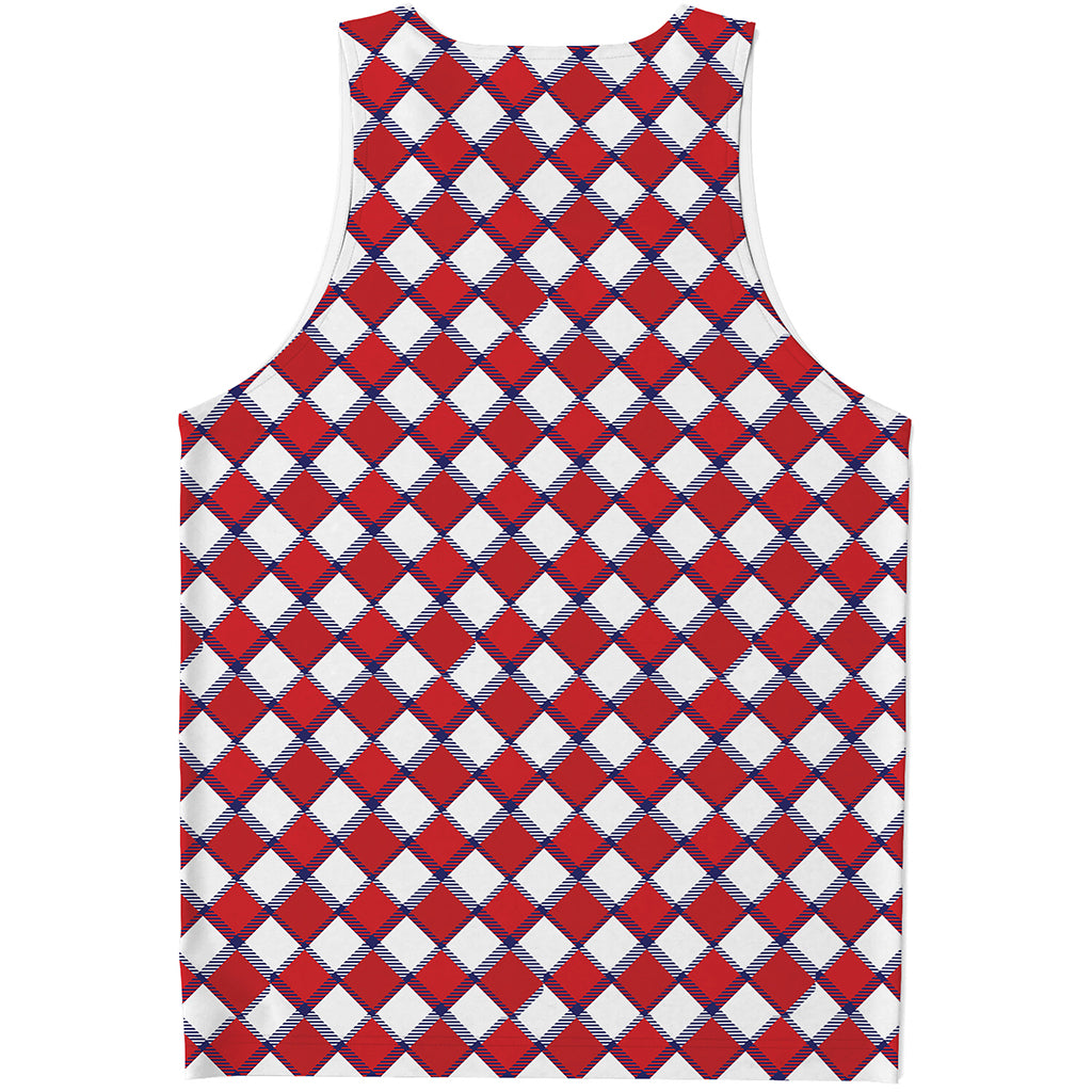 Fourth of July American Plaid Print Men's Tank Top