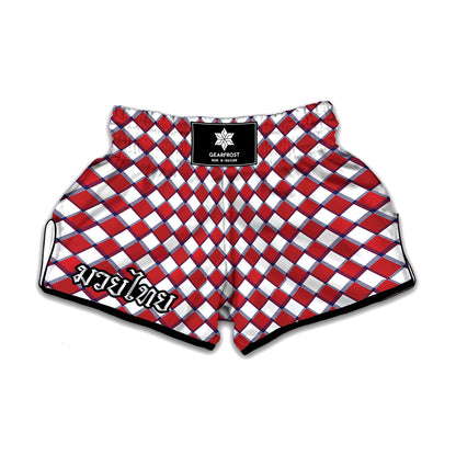 Fourth of July American Plaid Print Muay Thai Boxing Shorts