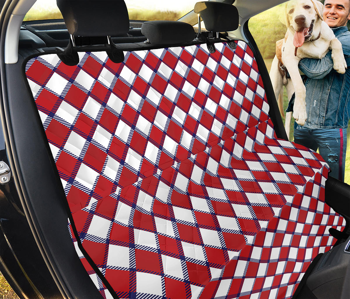 Fourth of July American Plaid Print Pet Car Back Seat Cover