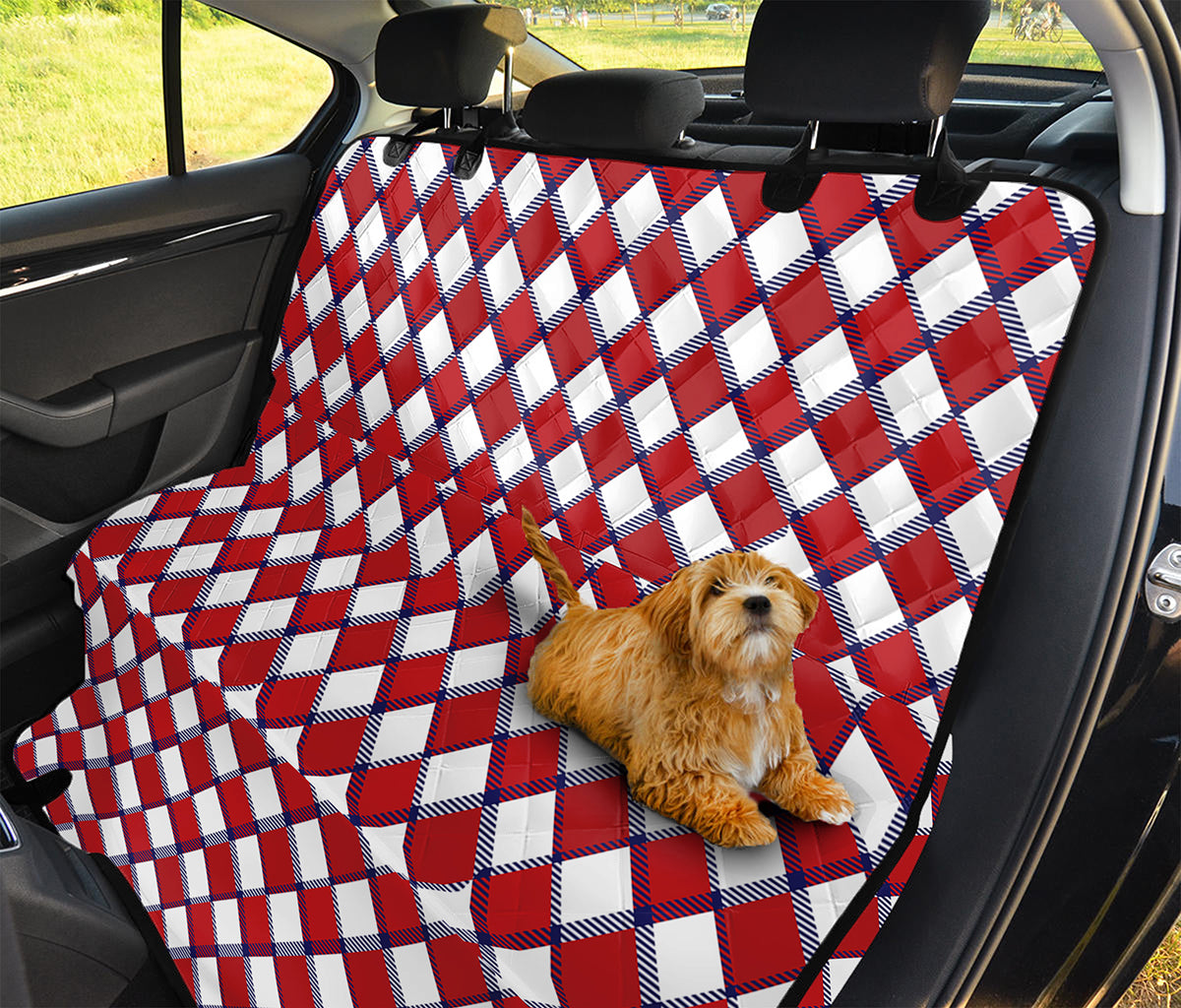 Fourth of July American Plaid Print Pet Car Back Seat Cover