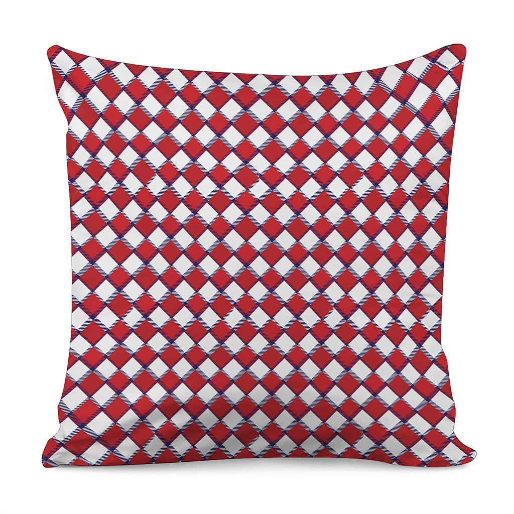 Fourth of July American Plaid Print Pillow Cover