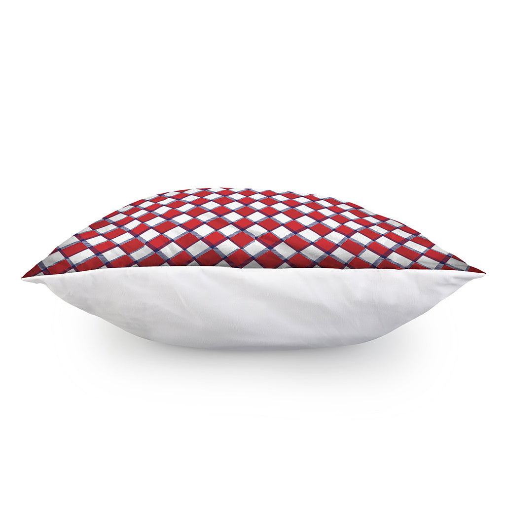 Fourth of July American Plaid Print Pillow Cover