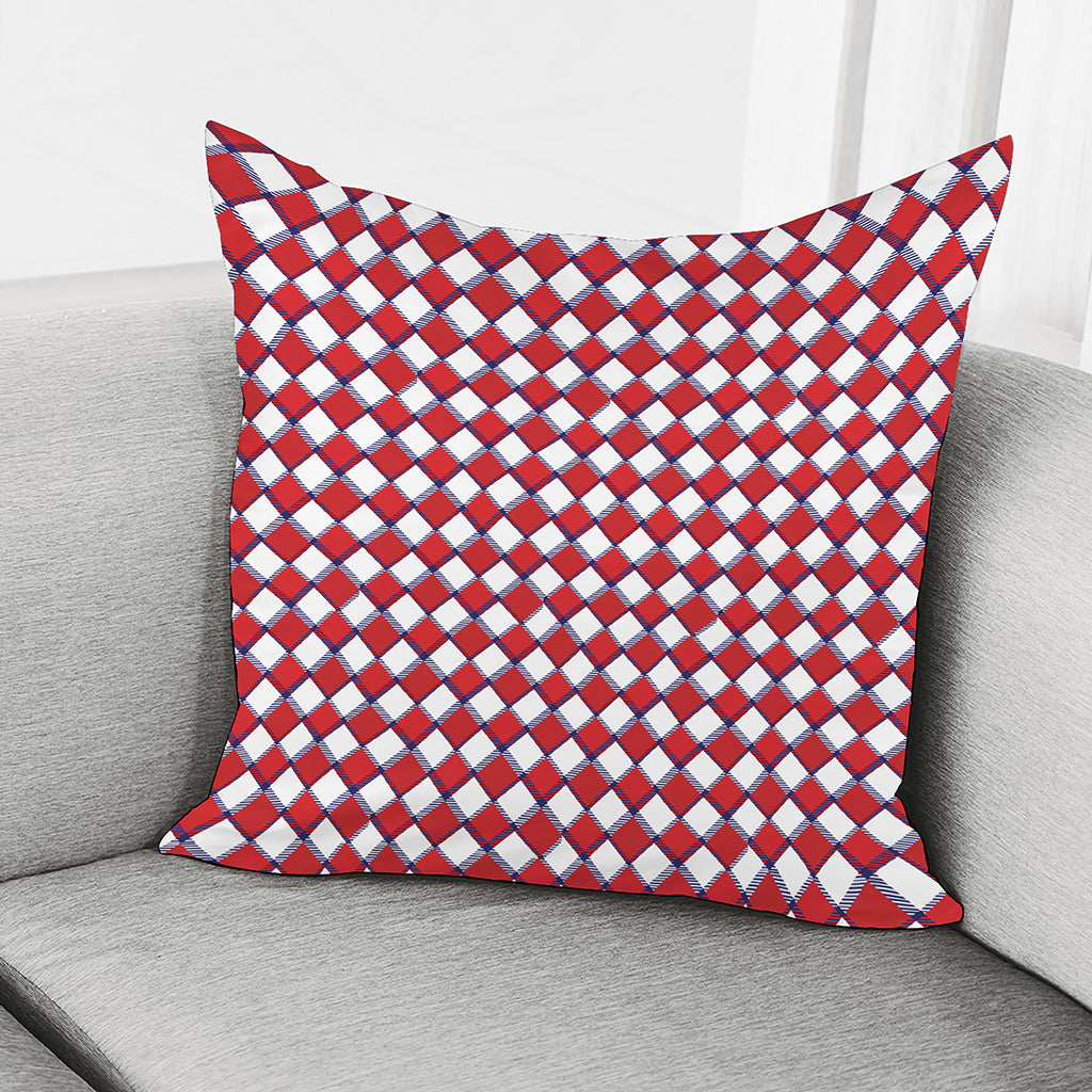 Fourth of July American Plaid Print Pillow Cover