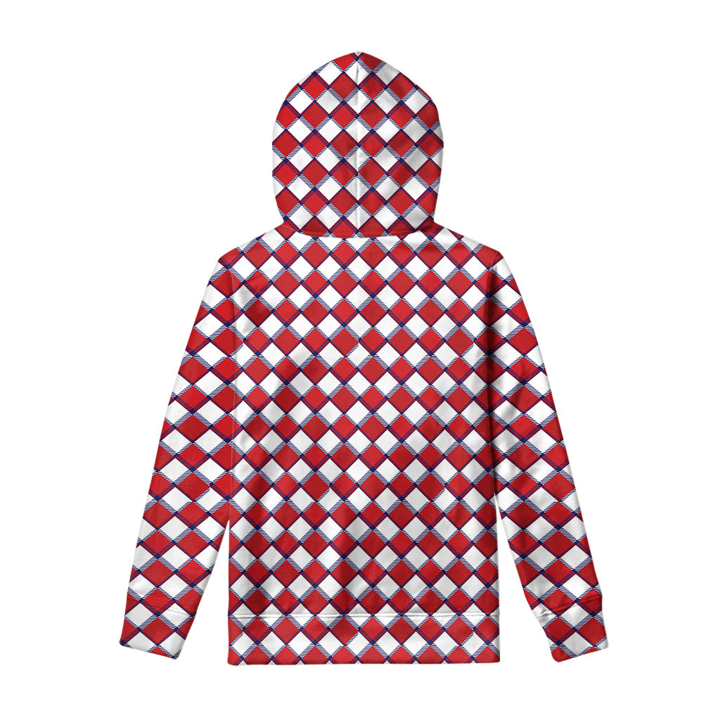 Fourth of July American Plaid Print Pullover Hoodie