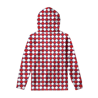 Fourth of July American Plaid Print Pullover Hoodie