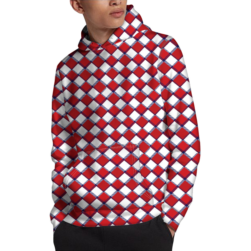Fourth of July American Plaid Print Pullover Hoodie