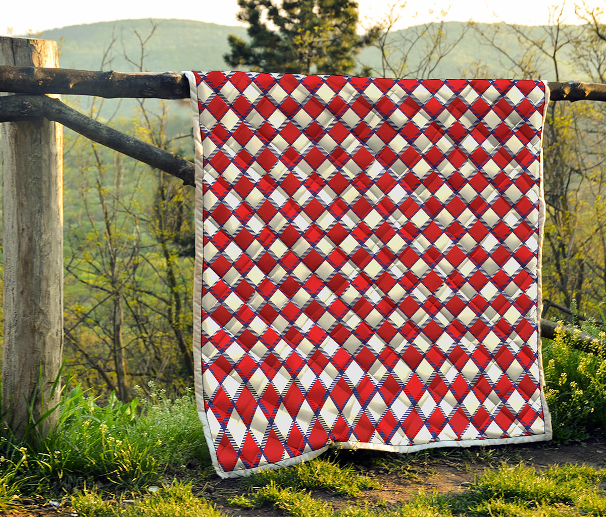 Fourth of July American Plaid Print Quilt