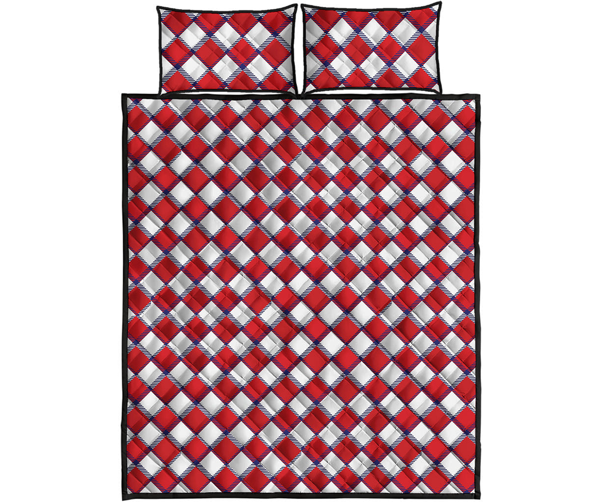 Fourth of July American Plaid Print Quilt Bed Set