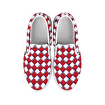 Fourth of July American Plaid Print White Slip On Shoes