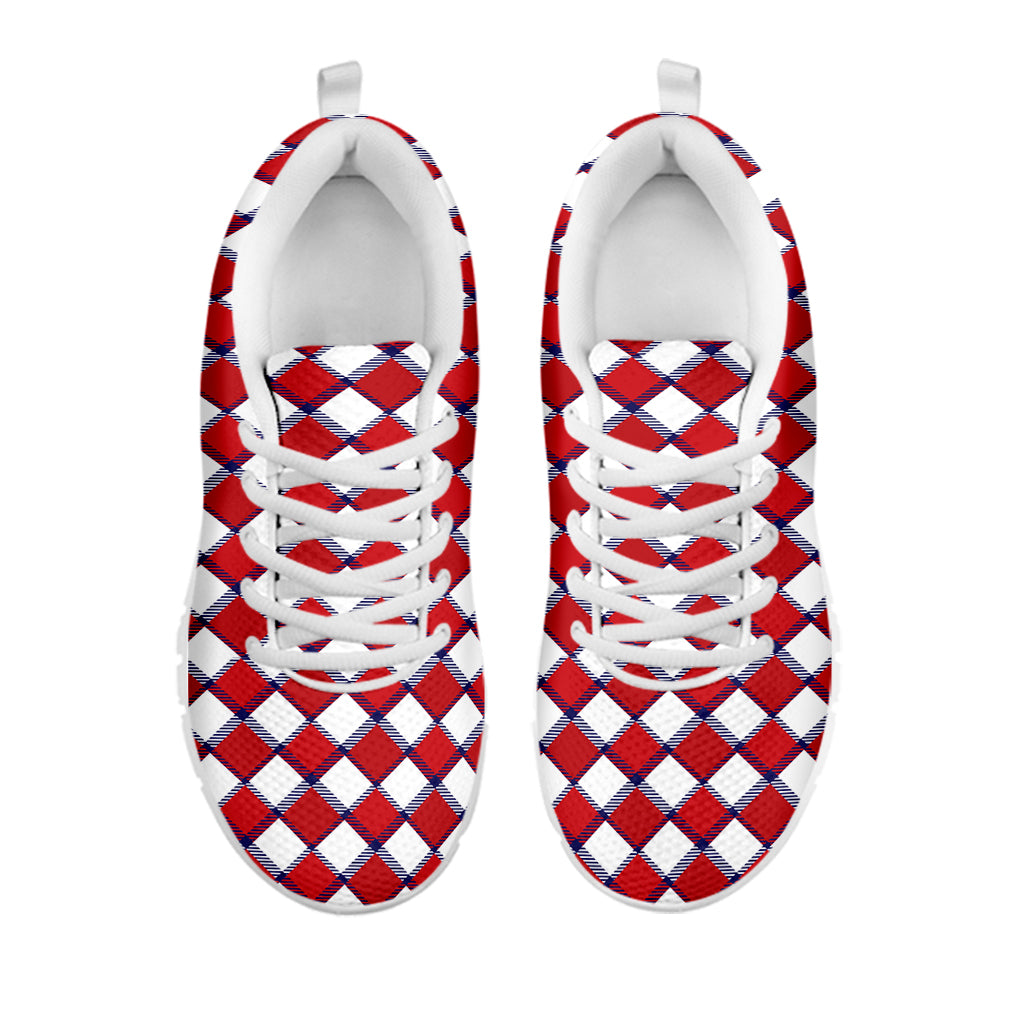 Fourth of July American Plaid Print White Sneakers