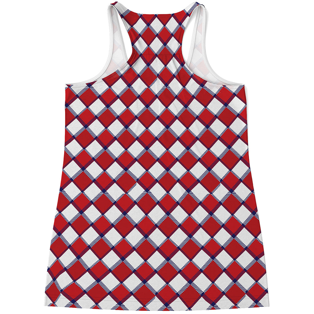 Fourth of July American Plaid Print Women's Racerback Tank Top