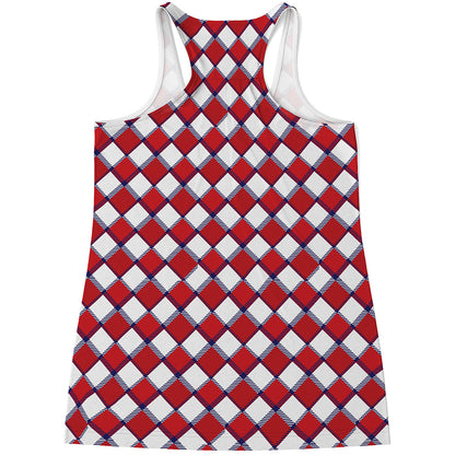 Fourth of July American Plaid Print Women's Racerback Tank Top
