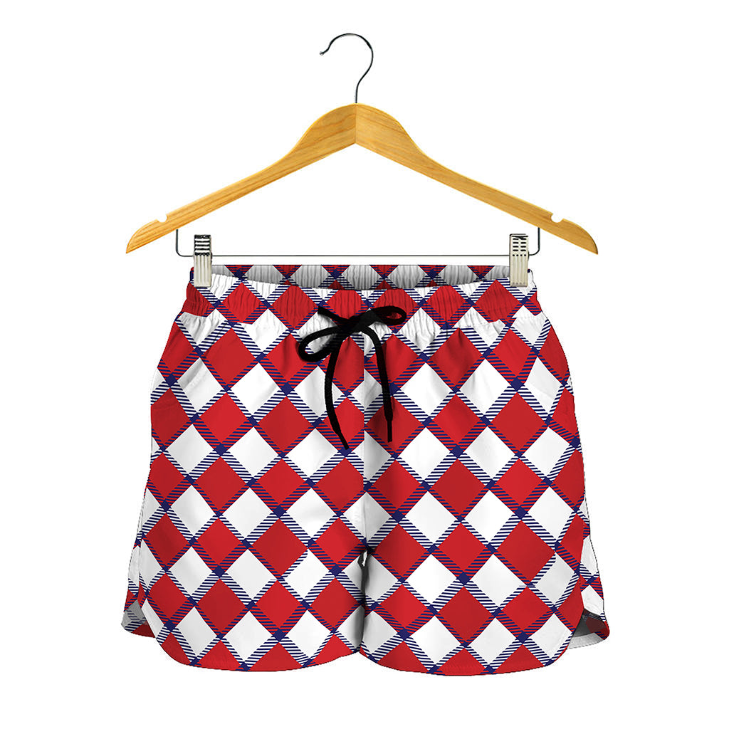Fourth of July American Plaid Print Women's Shorts