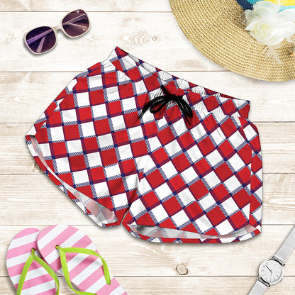 Fourth of July American Plaid Print Women's Shorts