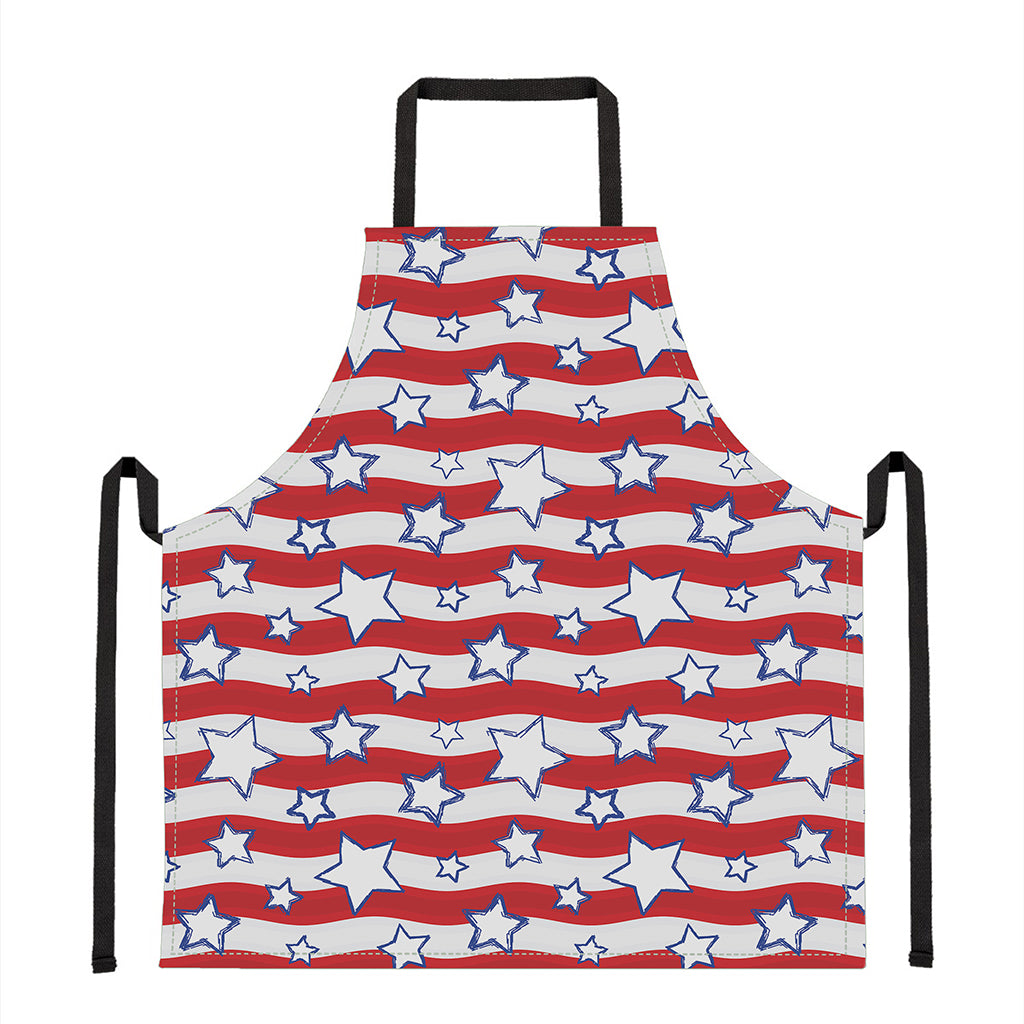 Fourth of July USA Star Pattern Print Apron