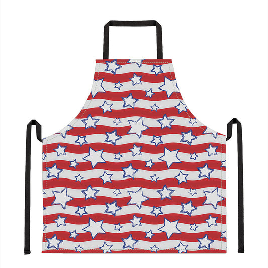 Fourth of July USA Star Pattern Print Apron