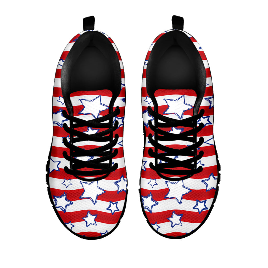 Fourth of July USA Star Pattern Print Black Sneakers