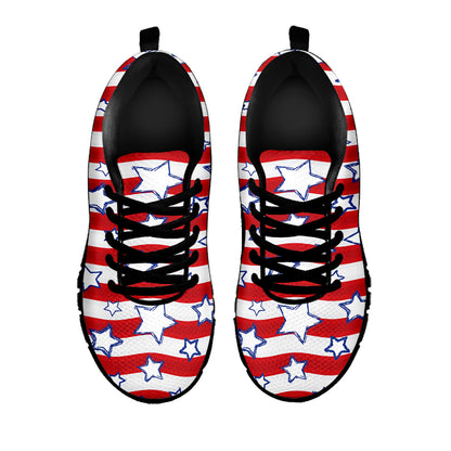Fourth of July USA Star Pattern Print Black Sneakers