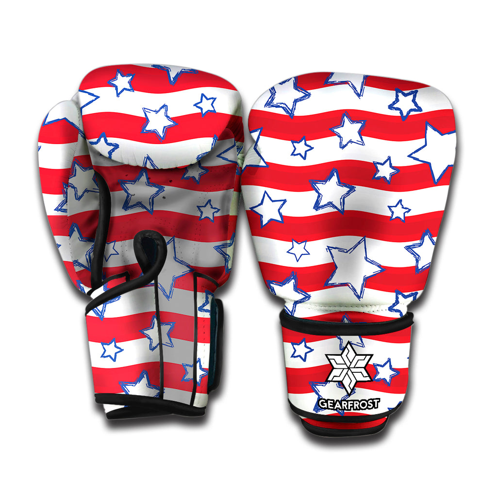 Fourth of July USA Star Pattern Print Boxing Gloves