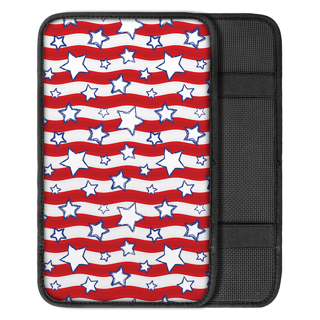 Fourth of July USA Star Pattern Print Car Center Console Cover