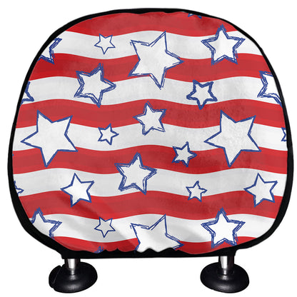 Fourth of July USA Star Pattern Print Car Headrest Covers