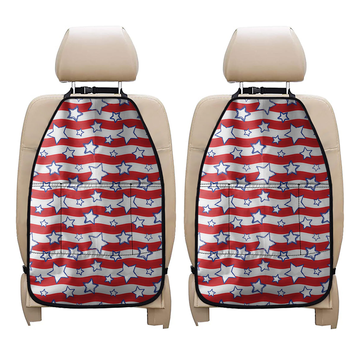 Fourth of July USA Star Pattern Print Car Seat Organizers