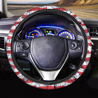 Fourth of July USA Star Pattern Print Car Steering Wheel Cover