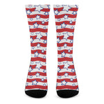 Fourth of July USA Star Pattern Print Crew Socks