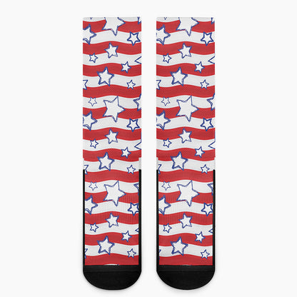 Fourth of July USA Star Pattern Print Crew Socks