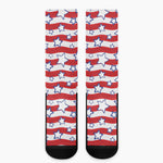 Fourth of July USA Star Pattern Print Crew Socks