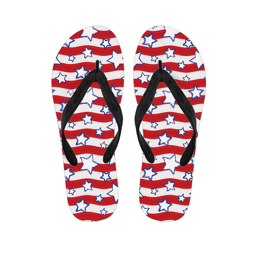 Fourth of July USA Star Pattern Print Flip Flops