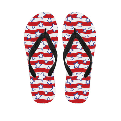 Fourth of July USA Star Pattern Print Flip Flops