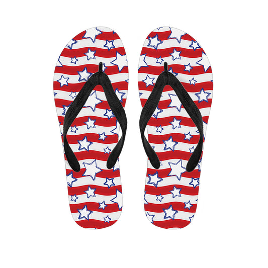 Fourth of July USA Star Pattern Print Flip Flops