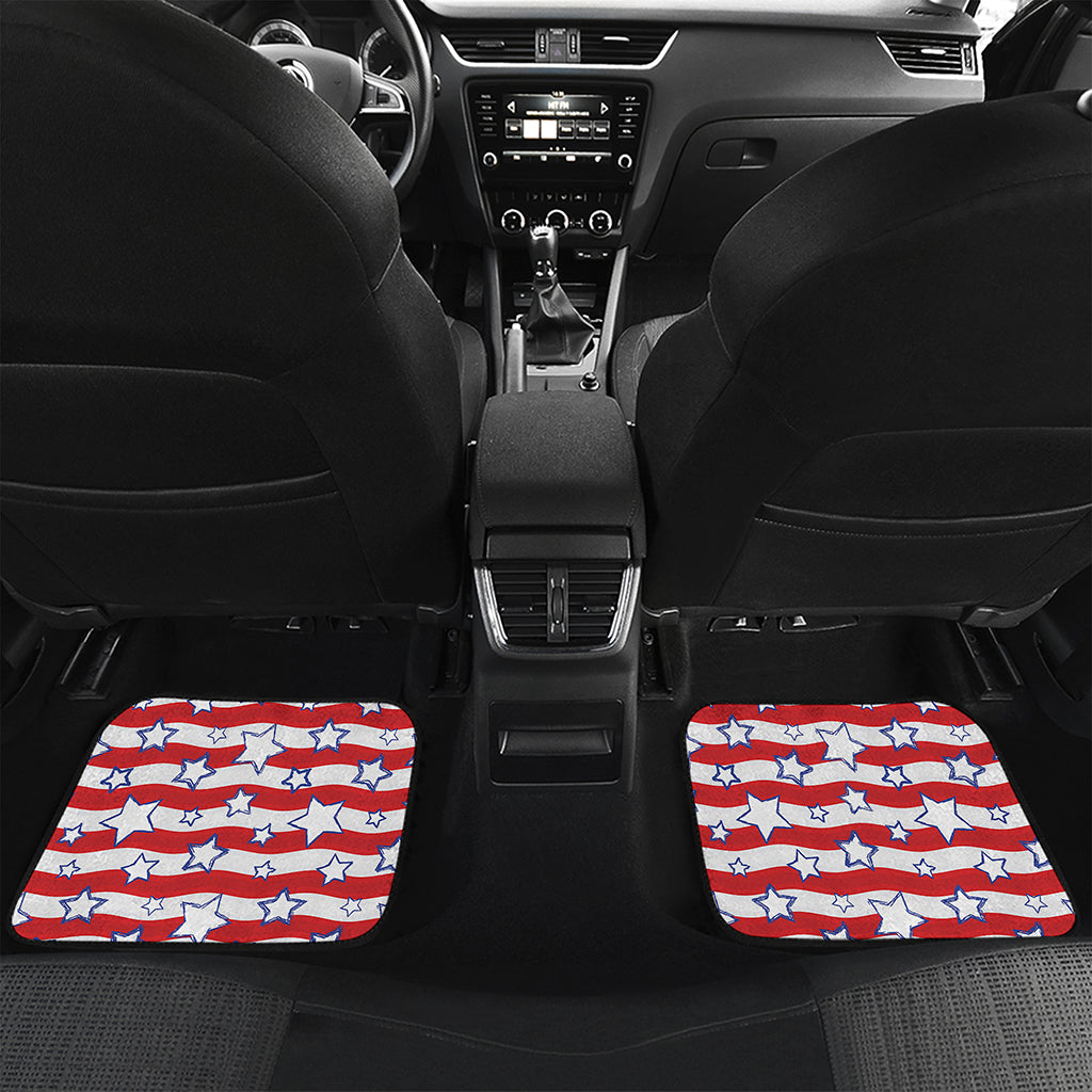 Fourth of July USA Star Pattern Print Front and Back Car Floor Mats