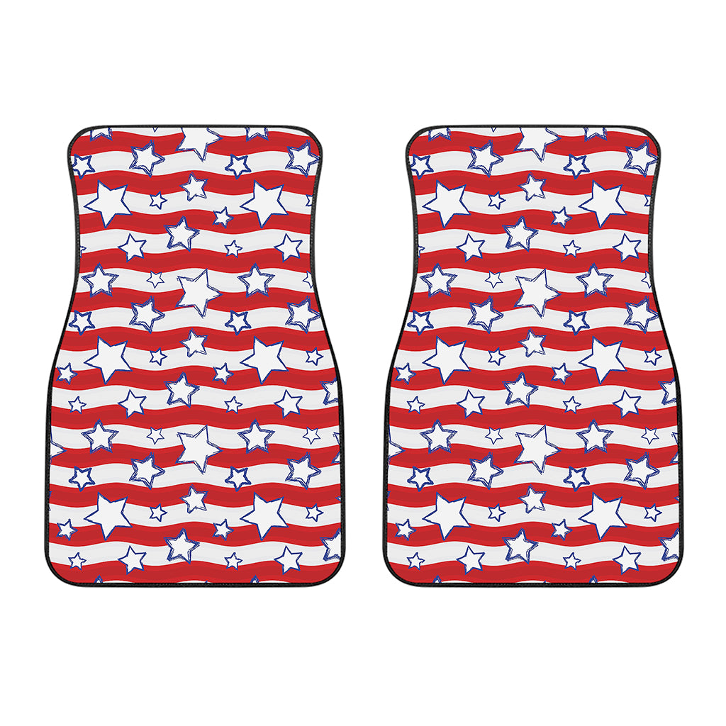 Fourth of July USA Star Pattern Print Front Car Floor Mats